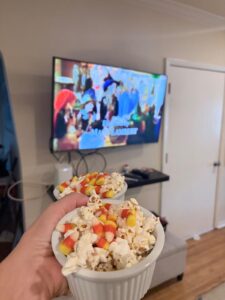 Candy Corn Classic popcorn in white ramekins during Halloweentown II: Kalabar’s Revenge.