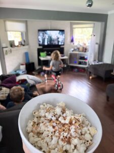 Sanderson Sisters popcorn with ghost and pumpkin Halloween sprinkles for Hocus Pocus 2.